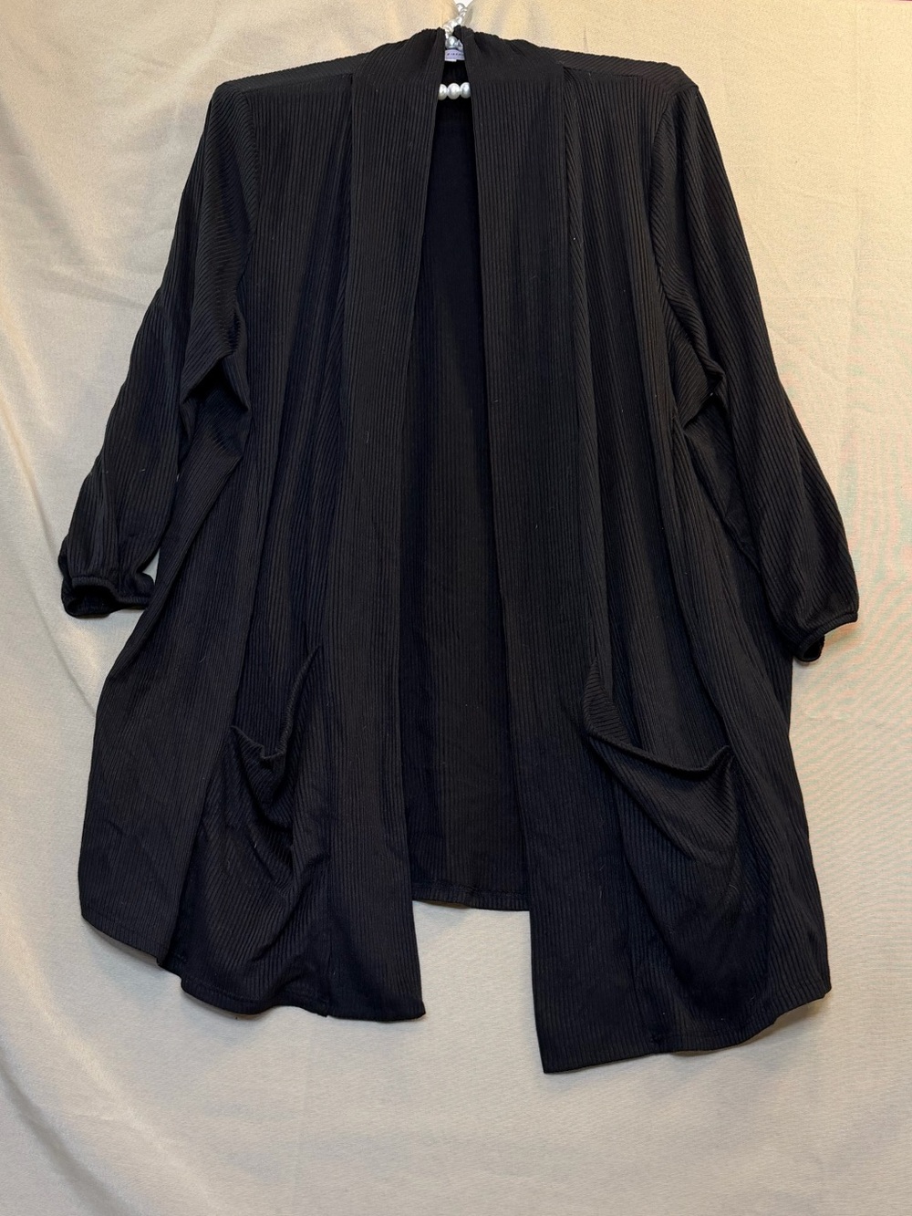 Black Open-Front Women's Cardigan Jacket